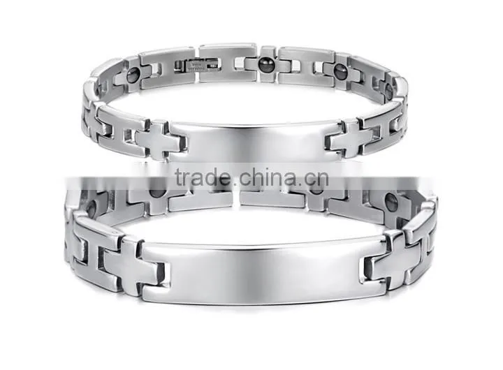 KSTONE Classic Style Men Women 316L Stainless Steel Fashion Magnetic Bracelet for Couple
