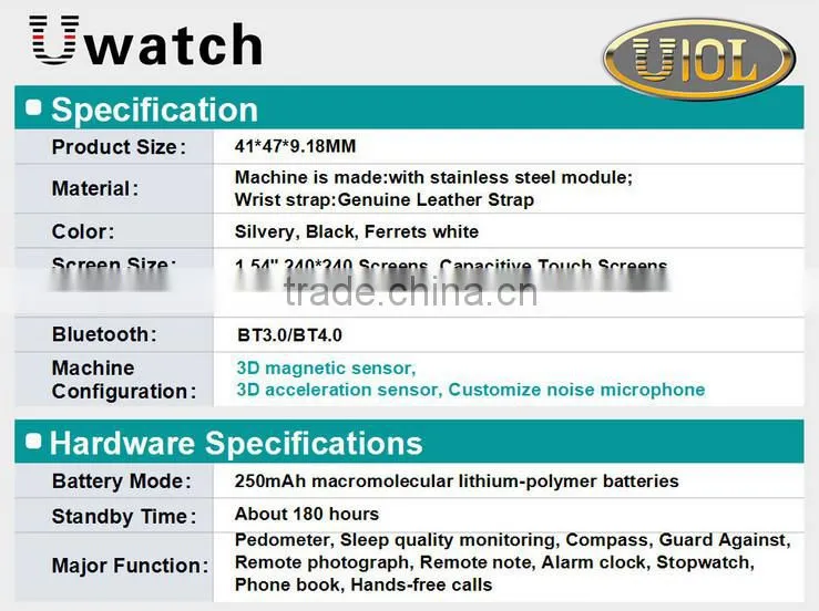 New! China low price smart watch , high quality products . Smart Watch U10L for IOS and Android System