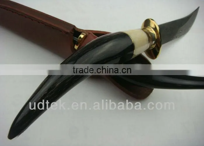 OEM Ox horn/Camel Bone/Brass handle Damascus knife