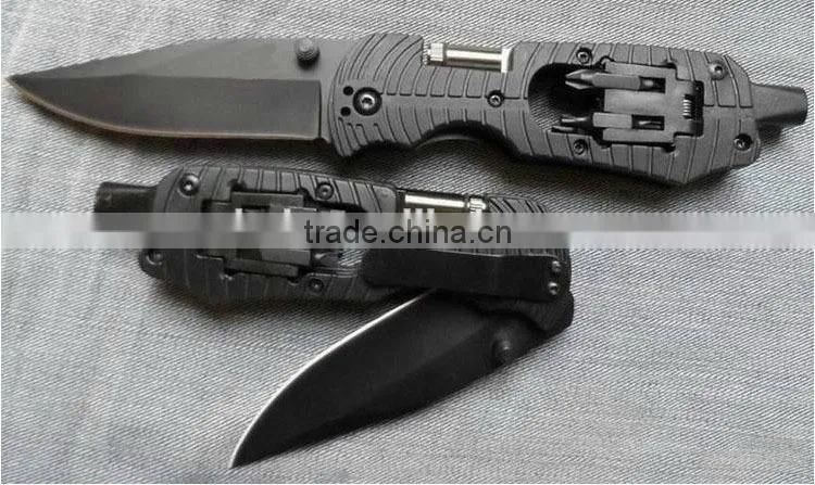 OEM multifunctional LED folding pocket knife with screwdriver