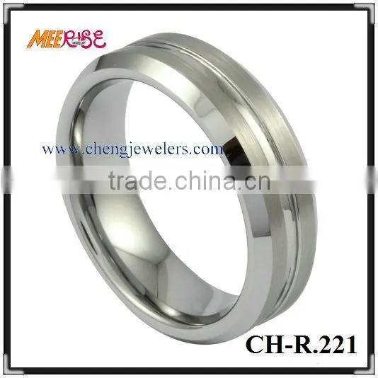 wholesales jewelry beveled edge high polished titanium pair ring camo wedding ring
