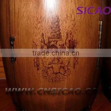 Wood Wine Barrel Refrigerator, LED Wine Barrel Fridge Energy Drink