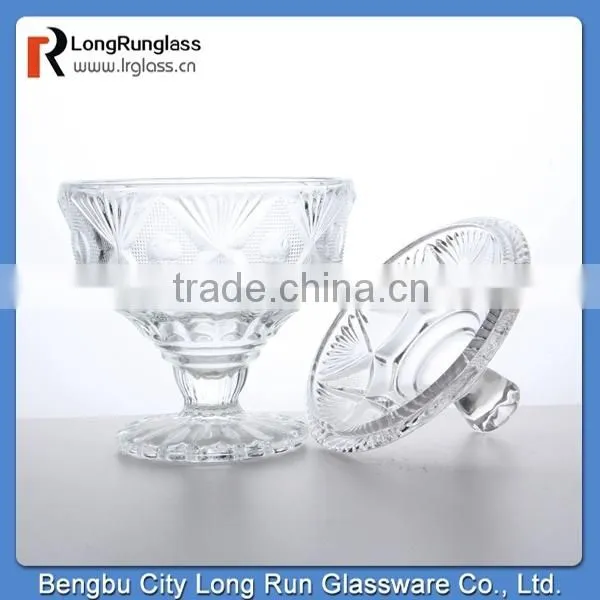 LongRun 2015 new design personalized embossed pattern glass candy dish