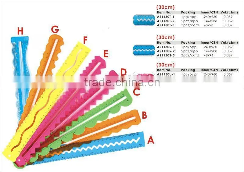 Hot Sale 30X3.6CM Shatter Resistant Straight Ruler/flexible ruler
