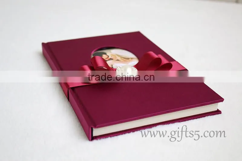 Luxury Silk Covor Wedding Guest Book with ribbon