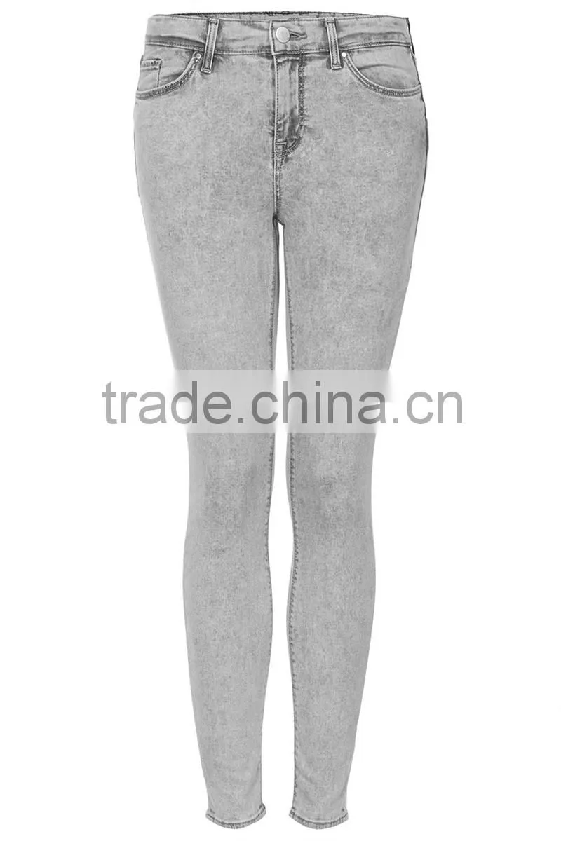 2014 Jeans manufacturers china wholesale grey denim pants fashion women ripped boyfriend jeans