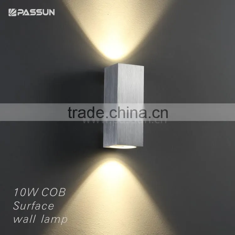 COB 10w 100lm/w brushed silver round led surface wall light