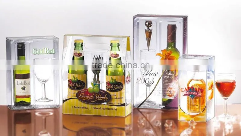custom clear wine glass box with printing,blister