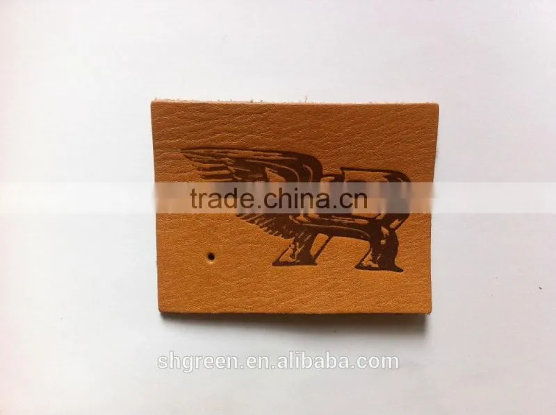 100% true leather label,sewing on leather patch