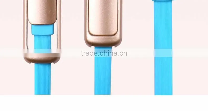 Diamonds 2in 1 Noodle USB Cable multi usb cable for samsung S6,S7&Iphone 6/6s/7