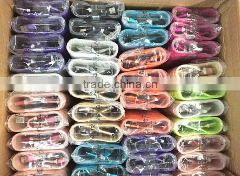Metal Nylon Woven USB Cable With Blister for I6 usb cable bulk for iphone 7