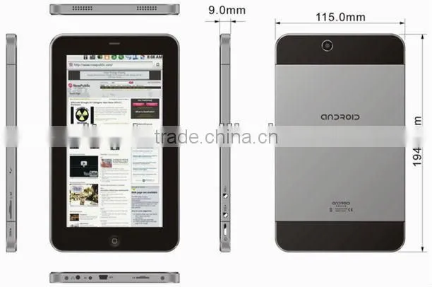 Android 800*480 7inch tablet+pc+con+la+tarjeta+si with GPS