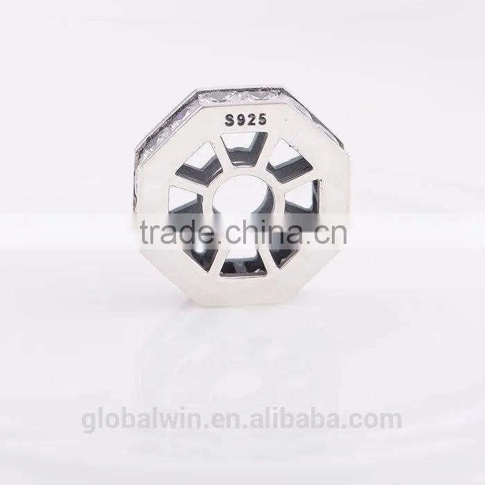 Antique Silver Charms Crystal Silver Beads wheel Jewelry Charm Wholesale