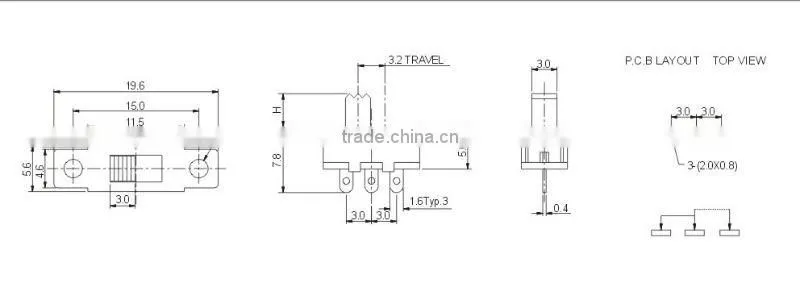 SS-12F15(1P2T) 1p2t mini slide switch