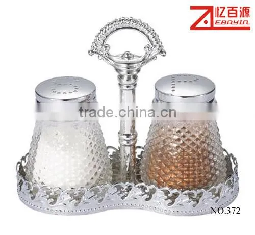 chrome plated rack stand glass spices and herbs bottle