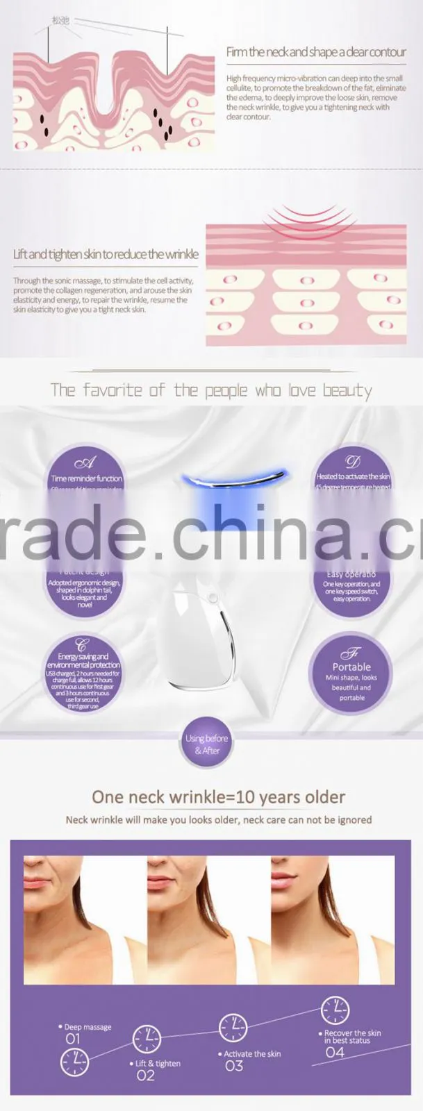Vibrating wrinkle remover anti-aging facial and body care device best neck and shoulder massager