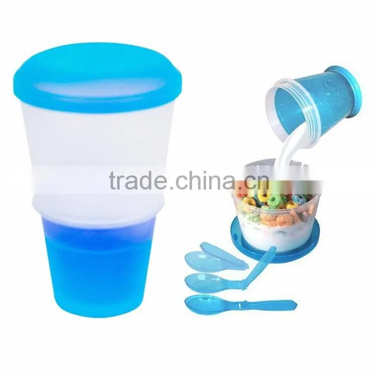 Good Quality 2 in 1 Take It To Go Container Milk Cereal To Go Pp Plastic Cup