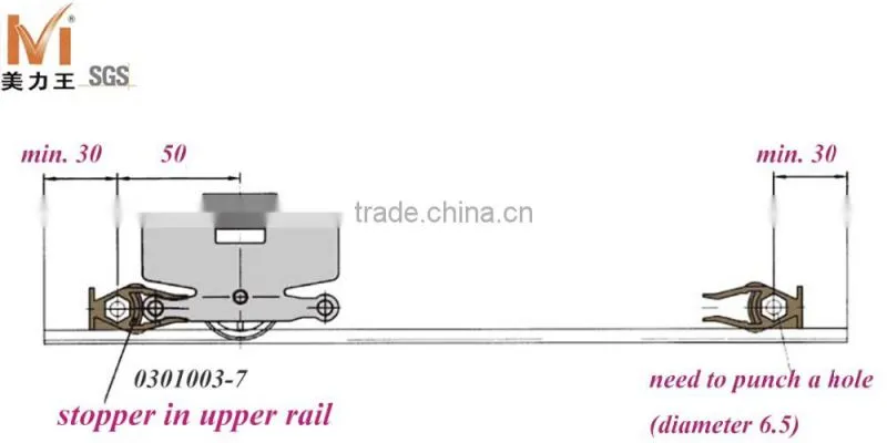Outer Hinging Wardrobe Framless Sliding Closet Door Roller Fittings System