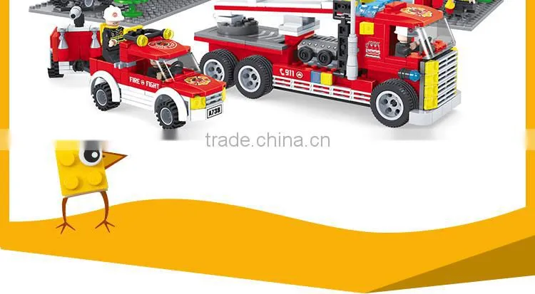 Children play house plastic connecting intelligence fire rescue firefighting toy building blocks