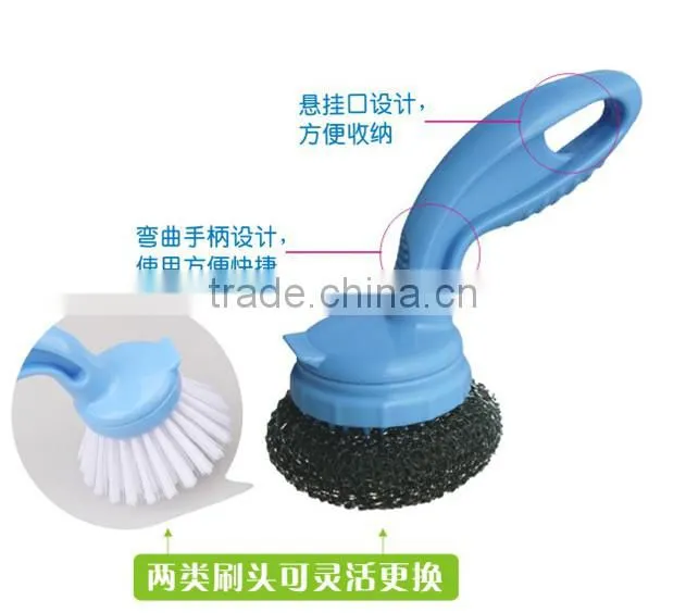 kitchen steel wire pot cleaning brush tools suit