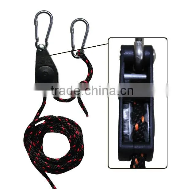 Hydroponic grow light hanger Adjustable 1/4" rope ratchet