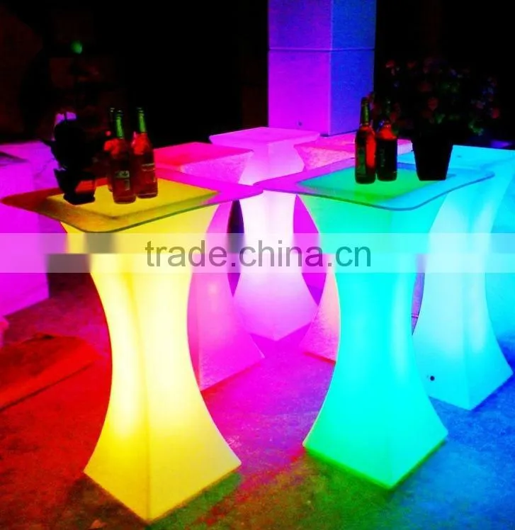 rechargeable led glowing bar counter light up bar table bent and round bar counter