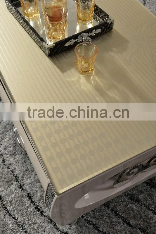 Modern home furniture tempered glass top wood base coffee table C309