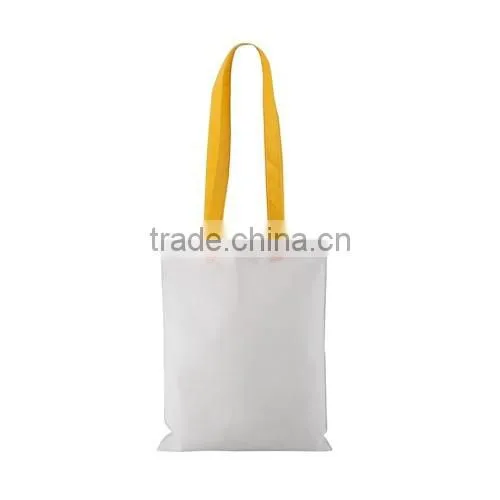High quality portable reusable white shopping bag with colorful handle