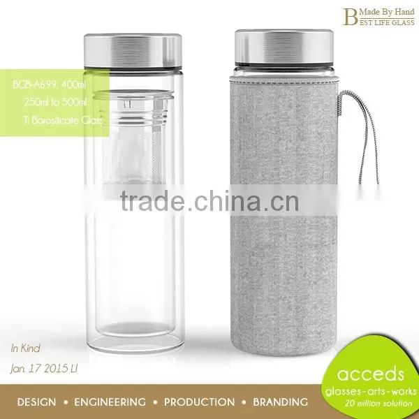 Low MOQ! BPA Free Sports Hot Glass Fruit Infuser Water Bottle