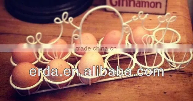 Free Standing Metal Wire Eggs Holder Rack,white