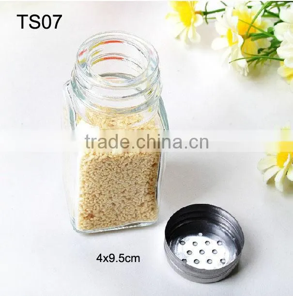 mini square clear glass salt packaging bottle