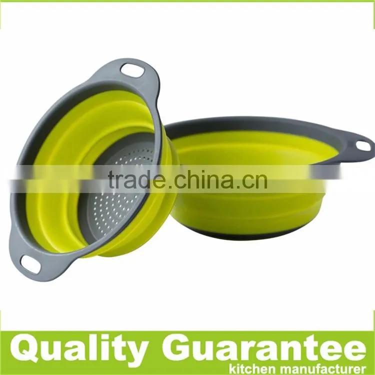 Customized color silicone colander collapsible plastic silicone strainer