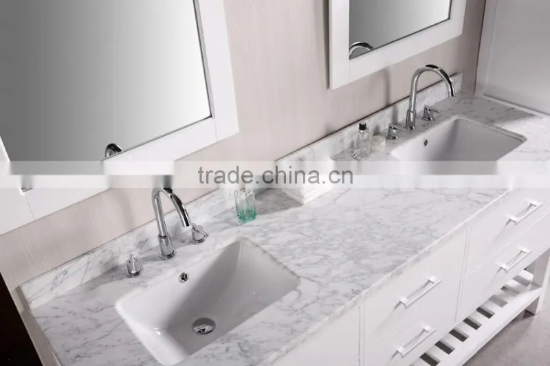 Italy Carrara White Marble Bathroom Vanity Top Square Sink