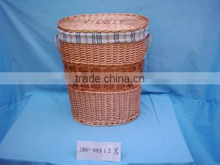 large wicker basket with lid for sundries