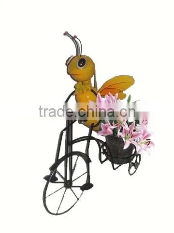 YS10401 cute bee metal iron bicycle planter made in Xiamen with size 17.5X7.5X22"