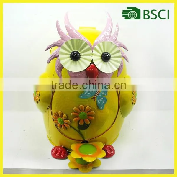 Wholesale decorative metal garbage bin trash bin owl statue bin garbage