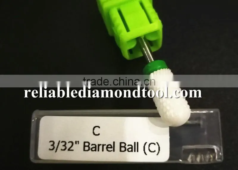 Polishing Drill Barrel Ball Total Length 40MM Course Type Head Blade Diameter 13MM White Ceramic Burr for Nail