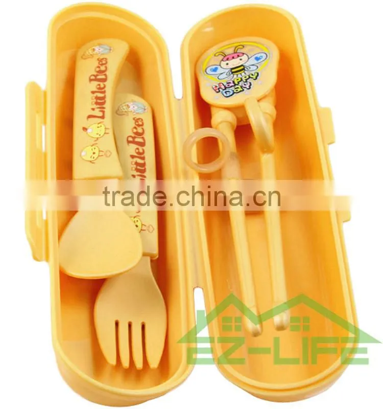 ECO PLA plastic training chopstick spoon and fork baby flatware set