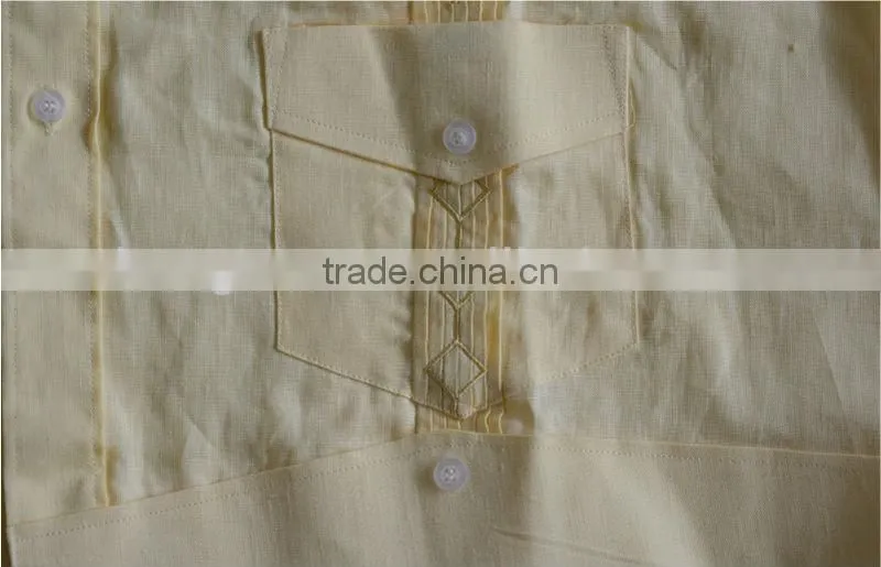 Men's 100% cotton Guayabera shirt with pintuck and embroidery