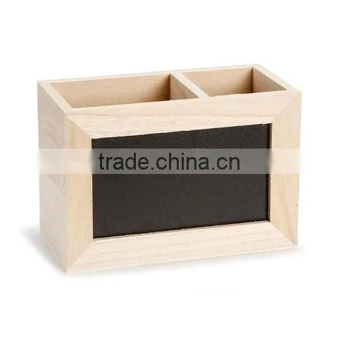Unfinished Wood Desk Organizer with Chalkboard
