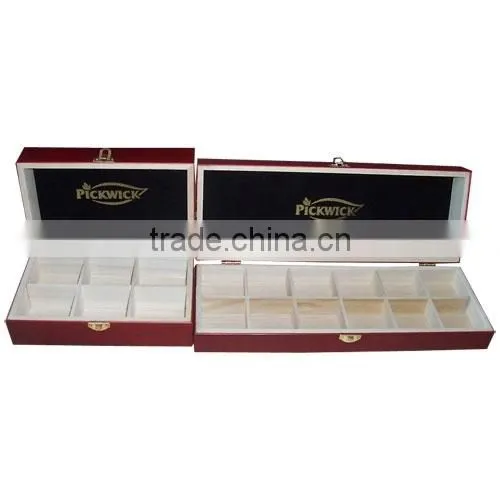 paulownia wood tea box with 12 compartments