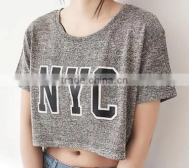 2016 summer new fashion china factory crop top ladies t shirt