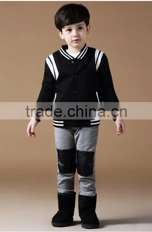 children boys striped sleeve and hem fleece jacket