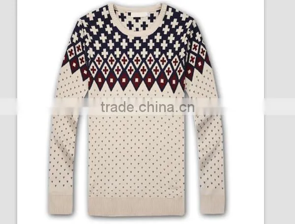 100% cotton geometric designs cheap men sweater
