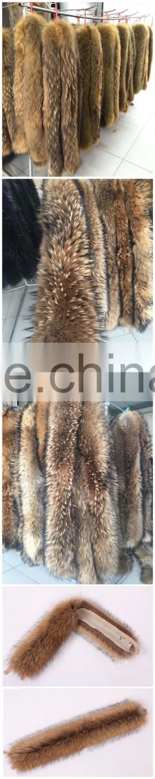 Factory direct sales of real natural a raccoon fur collar Both men and women's fashion raccoon collar 80*14 cm