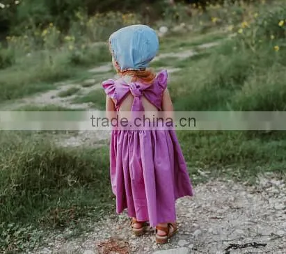 Tie Back Girls Dress Kids Clothing Wholesale Party Baby Girls Dresses Long Dress