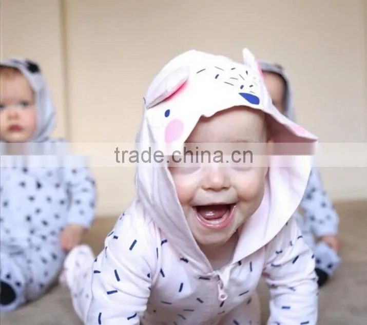 Cute Hooded Romper 100%Cotton Newborn Baby Clothes