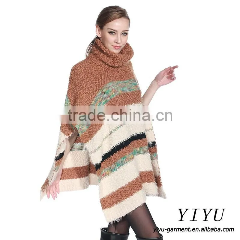 2016 New Style turtleneck poncho sweater 100% cashmere poncho for women