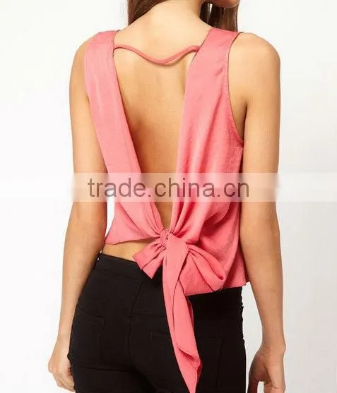 ladies sexy leisure elegant sleeveless chiffon fashion blouse