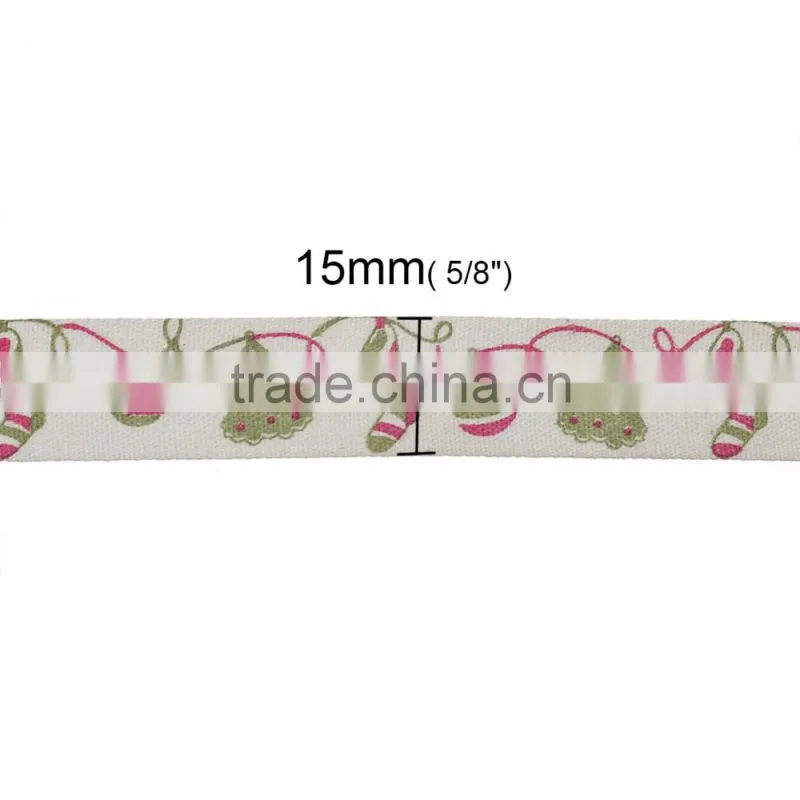 Wholesale Handmade DIY Craft Multicolor Christmas Tree Bells Pattern Cotton Sewing Ribbon